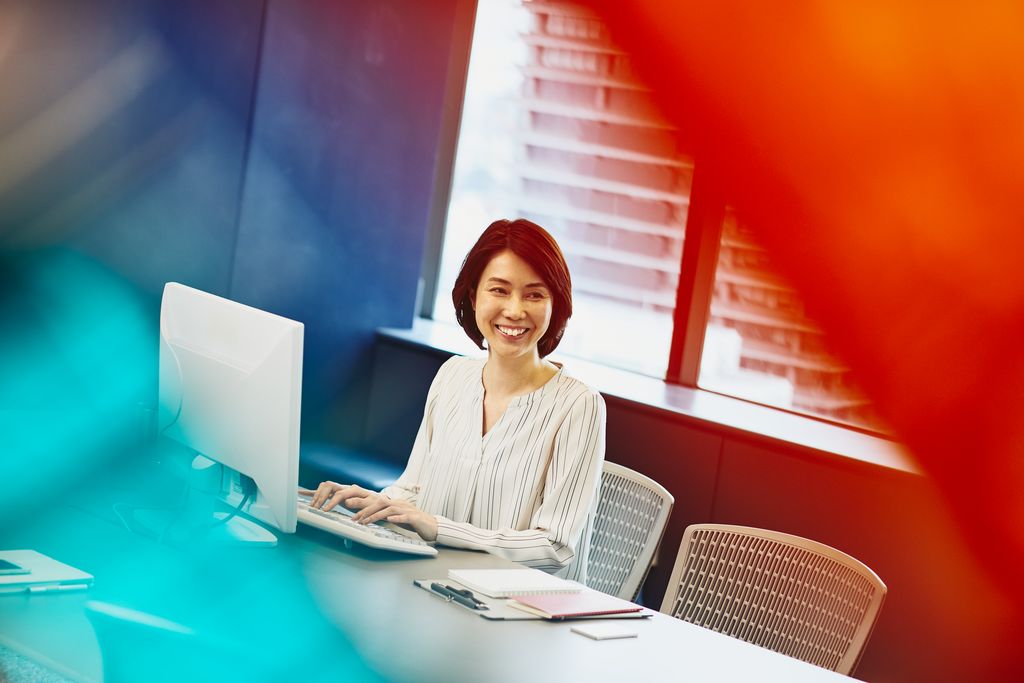 a smiling office lady