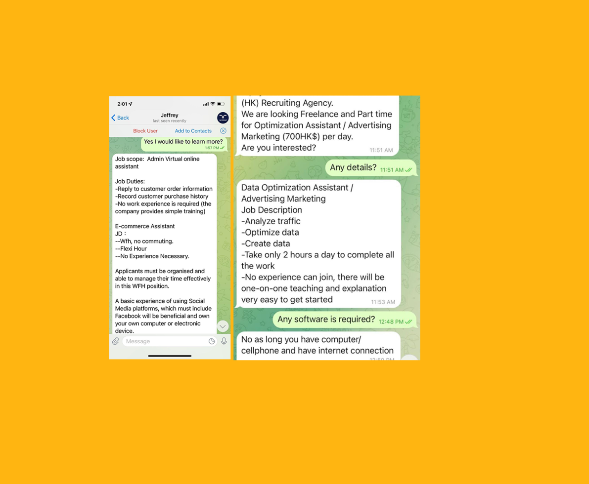 telegram job scams