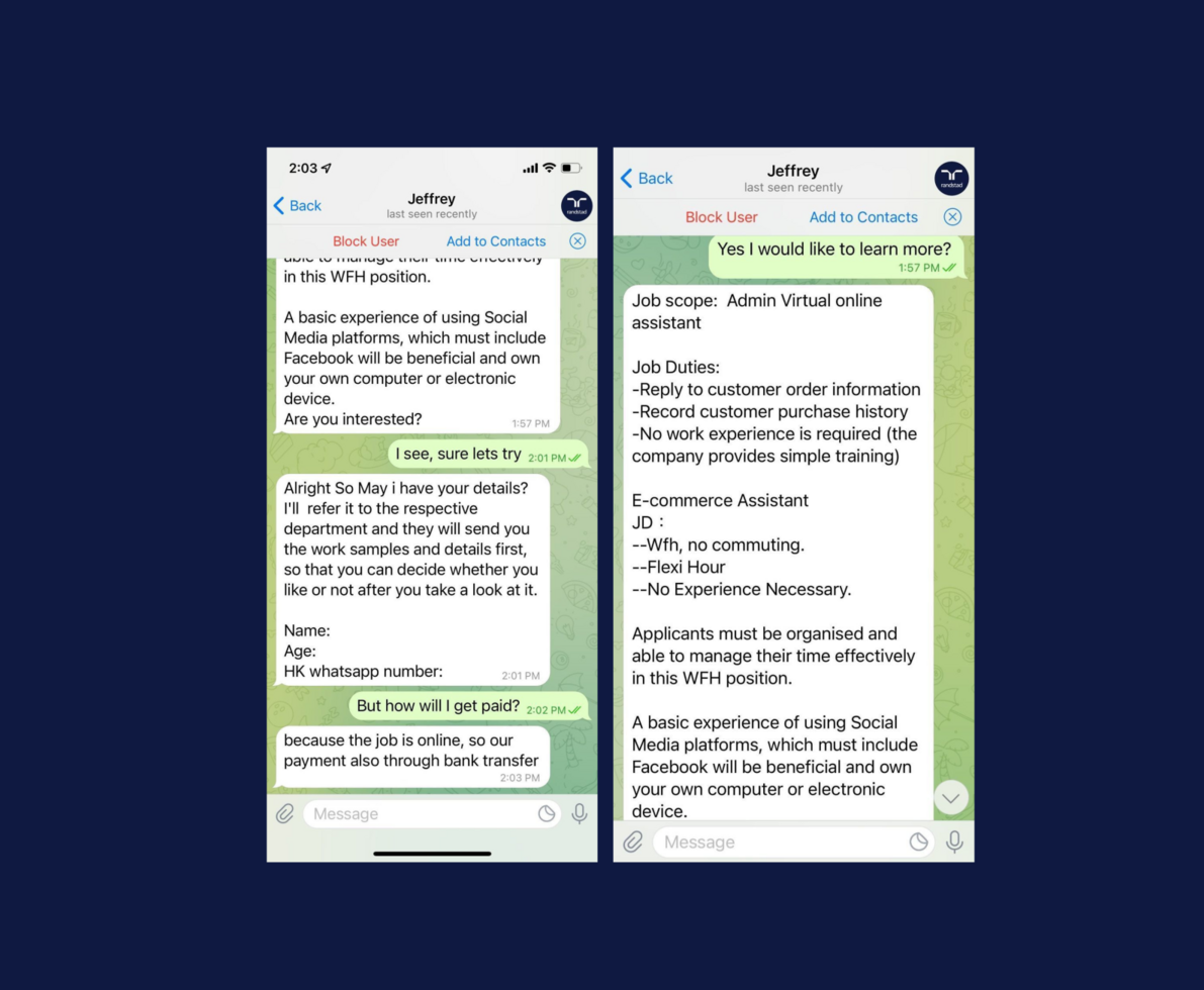 telegram job scams