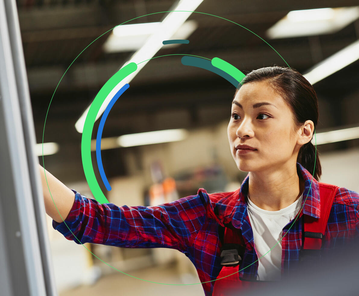 A woman working